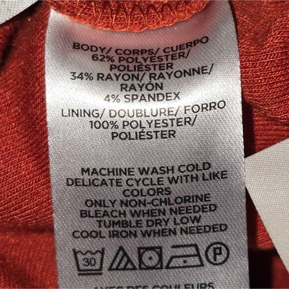 Loft Rust Red Orange Ribbed Sleeveless Tie-back Wrap Wide-Leg Jumpsuit Size XS - Picture 13 of 13